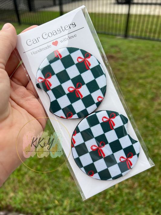 Checkered Xmas - Car Coaster